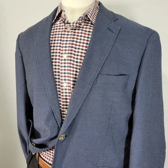 Joseph Abboud Men's Sport Coat Blazer Two Button Navy Polka Dots‎ Size XXL